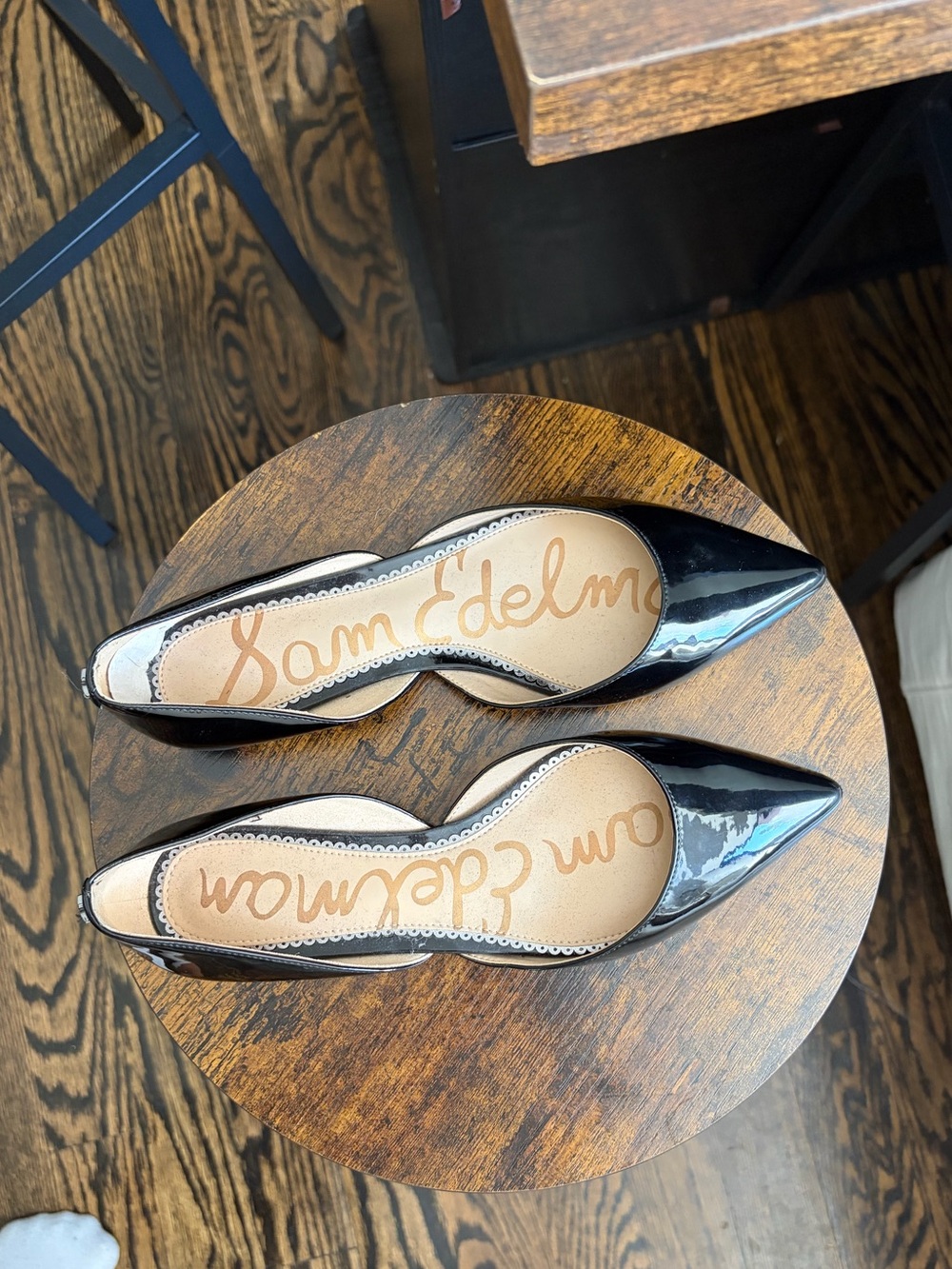 Sam Edelman Black Patent Pointed-Toe D'Orsay Flats